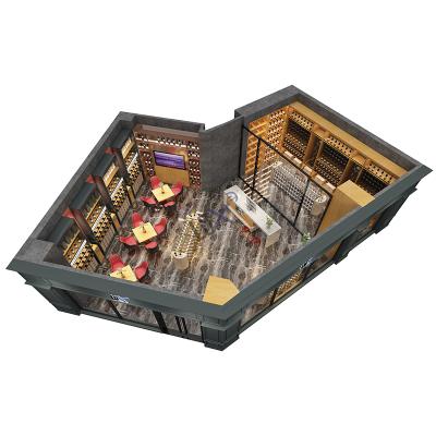 China LUX Design Latest Design Wine Shop Interior Design With MDF Metal Gray Display Rack For Exclusive Wooden Shop 5 Years Quality Warranty for sale