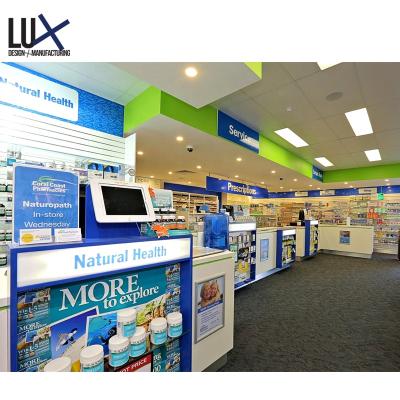 China Eco - Friendly Long Life Pharmacy Shop Decoration Working Useful Medical Shop Furniture Design for sale