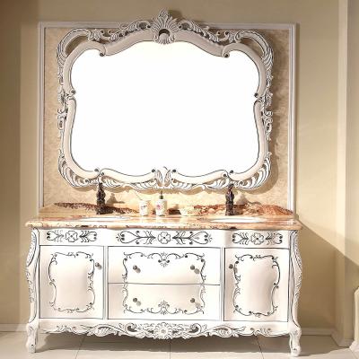 China Modern french style furniture set luxury classic solid wood bathroom cabinet cutout for sale