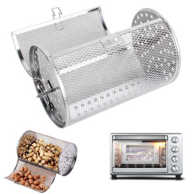 China Grill Basket 14X23cm Stainless Steel Easily Cleaned Rolling Grilling Basket For Nuts Coffee Beans Cooking Peanut for sale