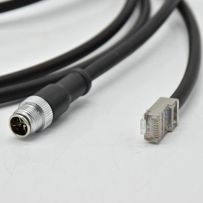 China Custom Power Cat6 26AWG PUR Cable Ethernet Adapter 8pin M12 X Code To RJ45 Cable for sale