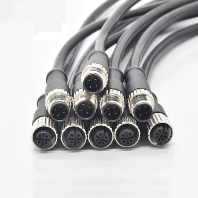 China 4pin M12 Electronic Straight Male / Female Connector With Wire for sale