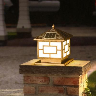 China Residential/Garden/Landscape IP65 Outdoor Waterproof Decorative Classic LED Solar Pillar Light For Gate for sale