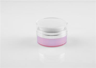 China Empty Pink Eye Cream Lotion Container Double Wall Acrylic Powder Jars 30g 50g for sale