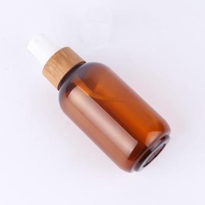 China 15ml 30ml 50ml dark brown plastic pet bamboo pump mist spray airless pump bottle sterilize alcohol zu verkaufen