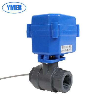 China General low price 3/4inch thread two way mini upvc motorized ball valve with 24v 220v actuator for water pipe for sale