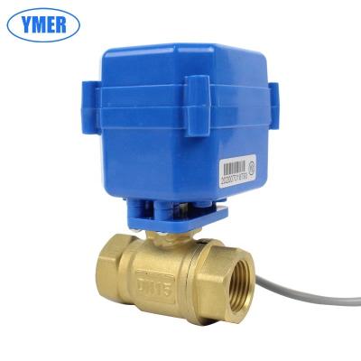 China Industrial Low Price Oil Gas Water Brass 3/4inch Thread Two Way Mini Motorized Ball Valve With 24v 220v Actuator For Water Pipe for sale