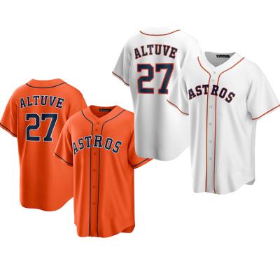 China Custom 27 ALTUVE High Quality Embroidered Custom 27 Astros Baseball Jersey Breathable Shirt Mens Wear Wholesa for sale