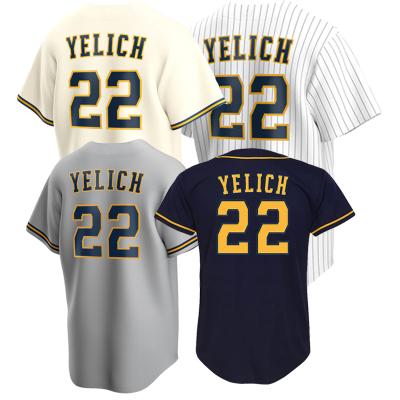 China Milwaukee Good Quality Men's Breathable Baseball e Brew Custom Shirts Cub Tank Tops Uniforms 2021 Cheap Short Sleeves 22 YELICH for sale