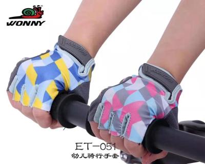 China WONNY Microfiber SBR Breathable Scooter Gloves Balance Bike Gloves Half Finger For Kids Kart Racing Gloves Scooter Riding Diamonds 1 Pair for sale