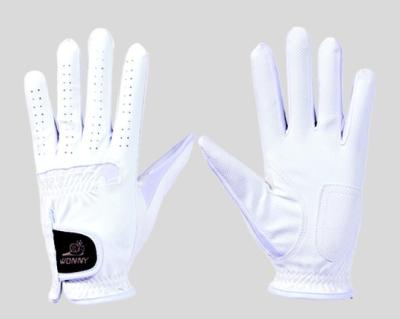 China Custom made high quality comfortable soft white&Black soft genuine cabretta logo feel leather golf gloves factory price for sale