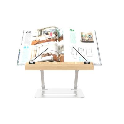 China Portable Sturdy Lightweight Wooden Aluminum Book Stand Aluminum Book Stand With Adjustable Book Stand Tray for sale