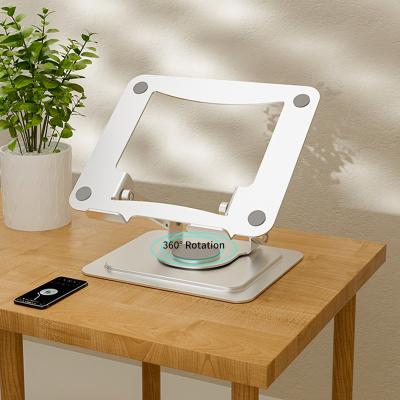 China Alloy+silicone Aluminum Rotating Cooling Stand For Laptop Aluminum 360 Adjustable Computer Stand Notebook Holder for sale