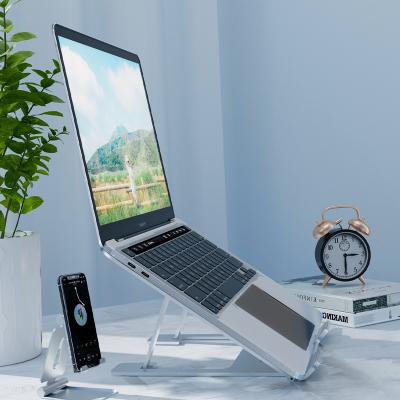 China Aluminum Alloy Portable Waist Design Adjustable Folding Ergonomic Laptop Riser Tablet Stand for sale