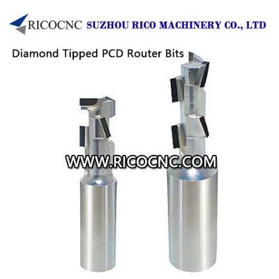 China Diamond Tipped Cutter Bits PCD Router Bits for Wood CNC Nesting for sale