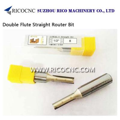 China Double Flute Tungsten Tipped Straight Plunge Router Cutter Bit for Plywood Cutting for sale