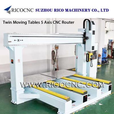 China RICOCNC Hot Sale Twin Moving Tables 5 Axis CNC Router Machining Centers for sale