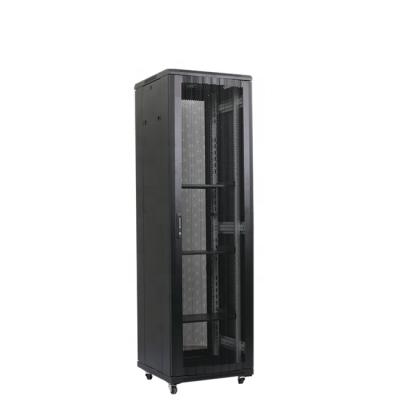 China Industrial Adjustable 4-Post Cabinet Depth Network Equipment Rack Enclosure With Casters 42U Server Rack for sale