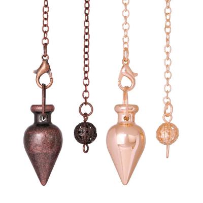 China Europe Witch Copper Cone Energy Balancing Spiritual Pendulo Gold Plated Healing Dowsing Pendulum Metal for Divination Radiesthesia A048 for sale