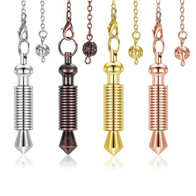 China Spiral Cone  Factory Spiritual Wicca Copper Pendant Reiki Meditation Witness Pendulos Healing Brass Metal dowsing Pendulums Wholesale A051 for sale