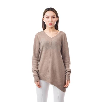 China Anti-wrinkle plain sweaters tops sweater new pure long sleeve wool cashmere v-neck winter knit women sweater for sale