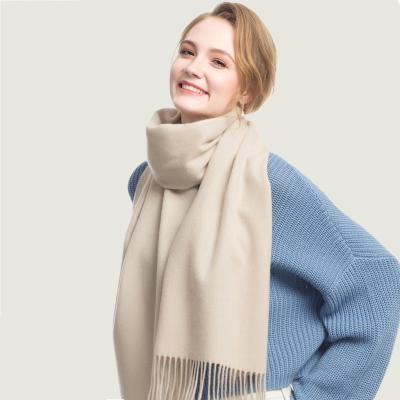 China 2021 Winter Fashion Warm In New Arrival Factory Running Winter Pashmina Color 100% White Merino Wool Scarf for sale