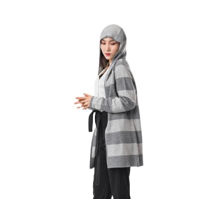 China Anti-Wrinkle Fashion Spring Cashmere Knitted Cardigan Sweater With Hood Cashmere Hooded Cardigan for sale