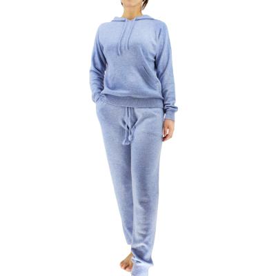 China Cashmere QUICK DRY Wool Hoodie Sweater Matching Pants Knitted Loungewear For Women for sale