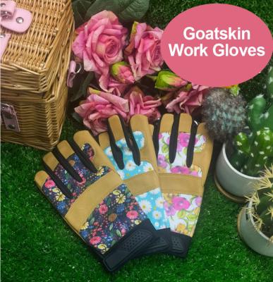 China 2022 Wholesale OEM Logo Eco-friendly First Layer Goatskin Small Gardening Gloves Work Safety Gloves for sale