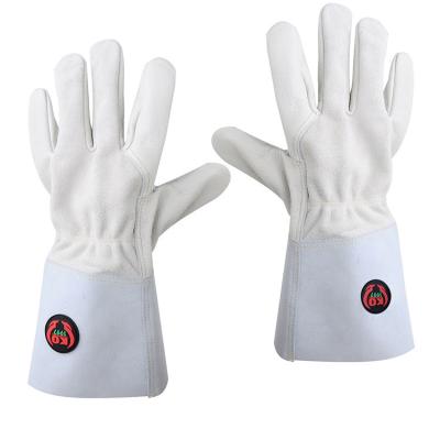 China Eco-Friendly Premium Cowhide Work Safety Leather Welding Heat Resistant Long Gloves for sale