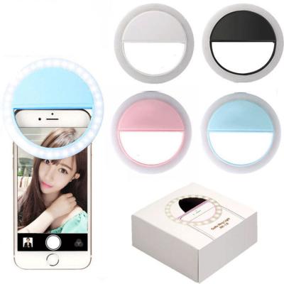 China Mini Portable 28 LED Round Cell Phone Selfie Square Led Ring Fill Light 3 Levels Lighting Ring Clip Luminous Phones For All Cell for sale