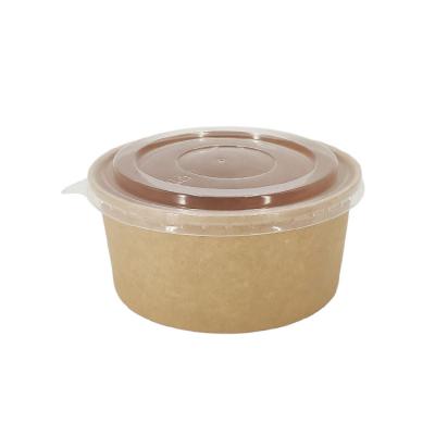 China Wholesale Recyclable Disposable Kraft Paper Round Lunch Box Rice Soup Paper Bucket Microwavable Bowl for sale