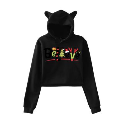 China Fashion Customizable Luxury Polyester Streetwear Hooded Sweatshirt Ear Anti-wrinkle Cat Oversized Cat Hoodie for sale