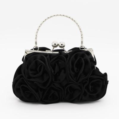 China Fashion Satin Purse Flower Dress Handbag Bridal Evening Clutches Party Women Handbags Wedding Cute Clutch Bag for sale