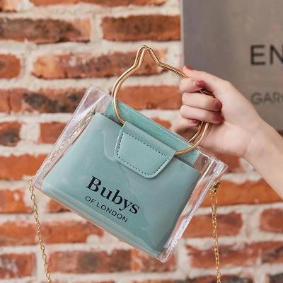 China New Fashion Jelly Bag For Women Transparent PVC Shoulder Chain Cross - Body Jelly Purse Ladies Tote Handbags Cute Clear for sale