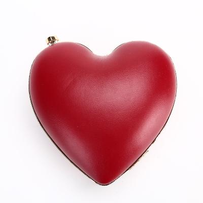 China PU Leather Heart Shaped Evening Clips Shoulder Evening Clutch Bag Bridal Wedding Party Shoulder Box Purse for sale