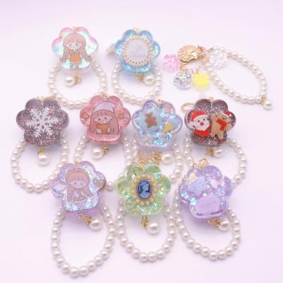 China Handmade Custom Epoxy Resin Handmade Car Pendant Bag Clutch Gift Key Chain Pearl Claw Crystal New Cute Cat Pendant Decoration for sale