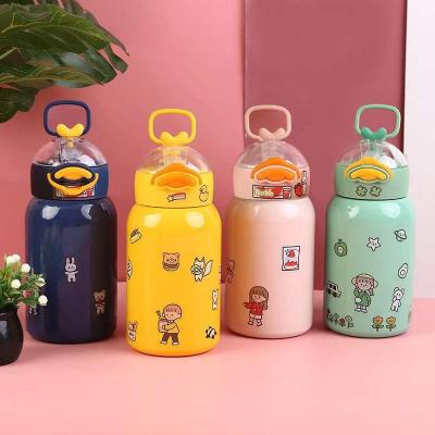 China 316 Stainless Steel PORTABLE Water Bottle Children's Gift Straw Thermos Water Bottle Small Thermos Water Bottle for sale