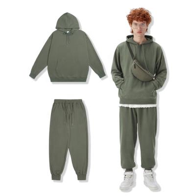 China Breathable High Quality French Terry Cotton Mens Workout Sports Tracksuits Solid Hoodies And Joggers Sets for sale