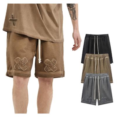 China Anti-Wrinkle Mens Summer Embroidery Logo Boy Shorts Plus Size Set Cotton Custom Workout OEM Washed French Terry Men's Shorts for sale