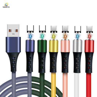 China 2.4A Speed ​​Fast Charging Magnetic Cable 3 in 1 USB Phone Quick Charger 2m 6ft Silicone Magnetic Cable 2.4A Charging Fast Chargers Tie Line for sale