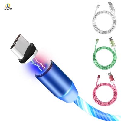 China Magnetic Charging Flooding Light New Upgraded MP3/MP4 Player Cable LED USB Cable 3 in 1 Bright Fast Charge 2A Wire izeso for sale