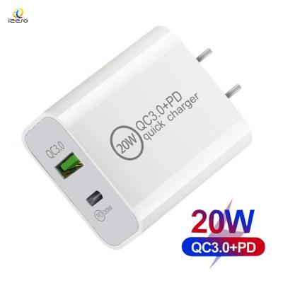 China Hot Mobile Phone Factory Sale USB C PD QC3.0 Quick Charger 20W 18W Wall Charging Adapter For iPhone 12 Pro Max for sale