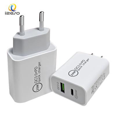 China Hot Selling Mobile Phone 20W 18W QC3.0 PD Wall Charger Adapter USB Fast Charging Type C PD Charger For iPhone Sumsung for sale