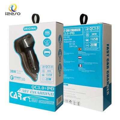 China Type C Charger Adapter Car USB Chargers PD 38W Fast Car Charger PD 38W QC3.0 Dual Port Car Charging For iPhone 13 Pro Max With Retail Package for sale