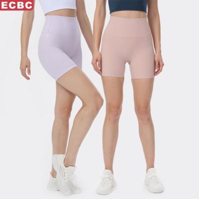 China Crac-colored sportswear tops! crack! Women Workout Fitness Yoga Hip Running Shorts QUICK DRY Gym Pants Three Point Waist Solid Ribbed Gaiters for sale