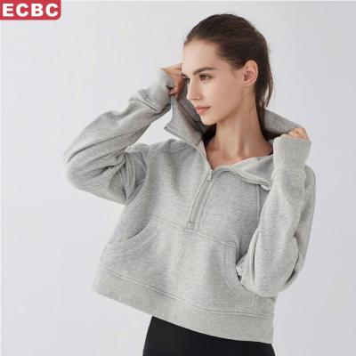 China Anti-pilling Lulu Lemon Sports Jacket Female Autumn Loose Wild Ins Casual Spring Baseball Uniform Thin Half Fleece Hoodie for sale