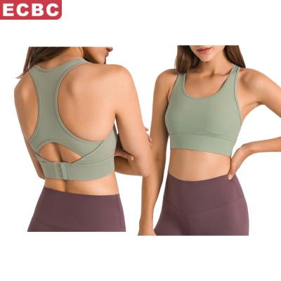 China Beautiful spring back new U-neck solid color yoga fitness yoga tops women's sports and leisure pungent breasted shockproof bra for sale