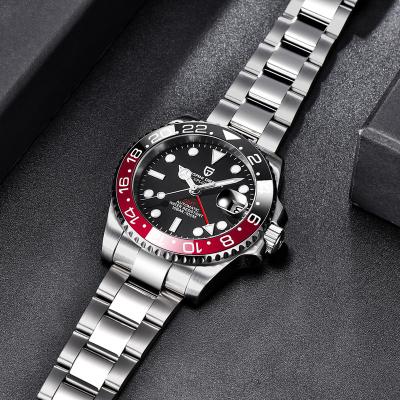 China Luxury Full Brand Men's Full Calendar Sports OEM/ODM Waterproof Mechanical Watch Stainless Steel GMT Watch for sale