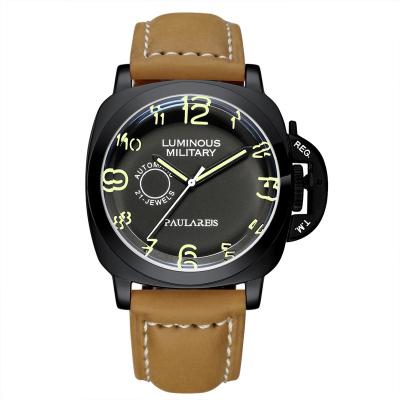 China Waterproof 2021 paulareis 6color full automatic mechanical luminous leather classic watch for men for sale